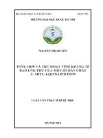 Tổng hợp và thử hoạt tính kháng tế bào ung thư của một số dẫn chất 2 aryl 4 quimazolinon