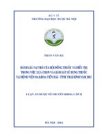Đánh giá vai trò của hội đồng thuốc và điều trị trong việc lựa chọn và giám sát sử dụng thuốc tại bệnh viện đa khoa huyện tiền hải  tỉnh thái bình năm 2012
