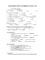 ENGLISH 8 TEST NUMBER 5 UNIT 7 -8