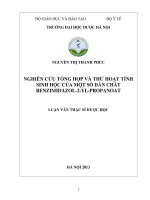 Nghiên cứu tổng hợp và thử hoạt tính sinh học của một số dẫn chất benzimidazol 2 YL propanoat