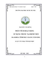 Phân tích hoạt động sử dụng thuốc tại bệnh viện đa khoa tỉnh bắc giang năm 2011