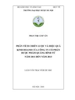 Phân tích chiến lược và hiệu quả kinh doanh của công ty cổ phần dược phẩm quảng bình từ năm 2011 đến năm 2013