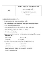 Đề kiểm tra 1 tiết môn Lịch sử lớp 9 trường THCS Lý Thường Kiệt năm học 2011  2012  Đề số 2