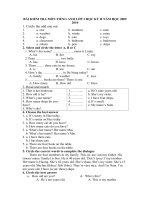 BÀI KIỂM TRA MÔN TIẾNG ANH LỚP 3 HỌC KỲ II NĂM HỌC 2009 2010