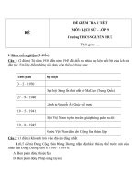 Đề kiểm tra 1 tiết môn Lịch sử lớp 9 trường THCS Nguyễn Huệ