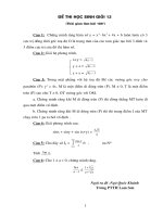 Đề thi học sinh giỏi Toán lớp 12 tỉnh Thanh Hóa số 1