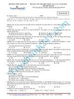 đề hoá thi thử lần 2 năm 2015 trường sông lô