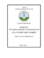 Đánh giá tác dụng lợi tiểu và hạ huyết áp của CT4 trên thực nghiệm