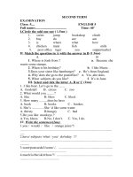 SECOND TERM  EXAMINATION ENGLISH 5 HOT