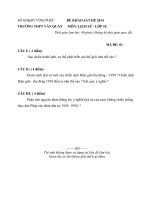 Đề thi khảo sát chất lượng đầu năm học 2014-2015 lớp 10 trường THPT Văn Quán, Vĩnh Phúc môn sử