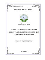 Nghiên cứu xây dựng một số tiêu chuẩn và đánh giá tác dụng sinh học của bài thuốc phong đan