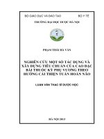 Nghiên cứu một số tác dụng và xây dựng tiêu chuẩn của cao đặc bài thuốc kỳ phụ vương theo hướng cải thiện tuần hoàn não