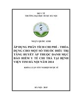 Áp dụng phân tích chi phí – thỏa dụng cho một số thuốc điều trị tăng huyết áp thuộc danh mục bảo hiểm y tế chi trả tại bệnh viện tim hà nội năm 2014