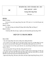 Đề kiểm tra 1 tiết môn Lịch sử lớp 9 trường THCS Hợp Minh năm học 2012  2013