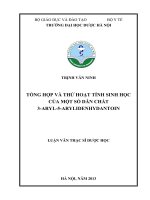 Tổng hợp và thử hoạt tính sinh học của một số dẫn chất 3 aryl 5 arylidenhydantoin