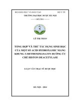 Tổng hợp và thử tác dụng sinh học của một số acid hydroxamic mang khung 3 methoxim isatin hướng ức chế histon deacetylase
