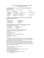 ĐỀ KIỂM TRA MÔN TIẾNG ANH  HỌC KỲ II  LỚP 8