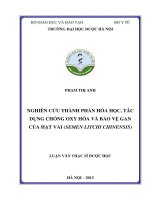 Nghiên cứu thành phần hóa học, tác dụng chống oxy hóa và bảo vệ gan của hạt vải (semen litchi chinnensis)