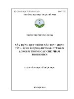 Xây dựng quy trình xác định (định tính, định lượng) bifidobacterium longum trong các chế phẩm probiotics