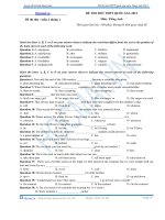 đề thi thử tiếng anh tuần 2 tháng 1 năm 2015