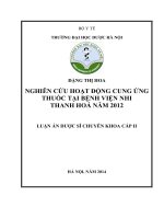 Nghiên cứu hoạt động cung úng thuốc tại bệnh viện nhi thanh hóa năm 2012