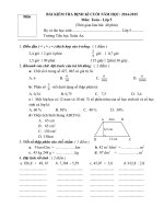 Kiểm tra cuối năm học môn toán lớp năm 2014 2015 trường TH Xuân AN