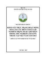Khảo sát thực trạng hoạt động báo cáo các biến cố bất lợi nghiêm trọng được ghi nhận trong thử nghiệm lâm sàng thuốc tại việt nam năm 2014
