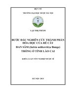 Bước đầu nghiên cứu thành phần hóa học của rễ cây đan sâm (salvia miltiorrhiza bunge) trồng ở tỉnh lào cai
