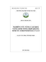 Nghiên cứu nâng cao khả năng sinh tổng hợp kháng sinh từ streptomyces 173 113