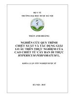 Nghiên cứu quy trình chiết xuất và tác dụng giải lo âu trên thực nghiệm của cao chiết từ cây ban di thực hypericum perforatum l