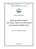 Phân tích hoạt động đấu thầu thuốc tại tỉnh nghệ an