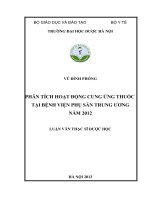 Phân tích hoạt động cung ứng thuốc tại bệnh viện phụ sản trung ương năm 2012