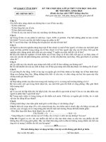 Đề thi chọn học sinh giỏi môn sinh học lớp 10 cấp tỉnh năm 2012-2013 (Phần 3)