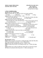 Đề thi học kì II môn sinh 6 năm học 2014 - 2015(có đáp án)