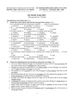 KỲ THI OLYMPIC ĐỒNG BẰNG SÔNG CỬU LONG TRƯỜNG Tỉnh cần thơ  ĐỀ THI ĐỀ NGHỊ MÔN TIẾNG ANH