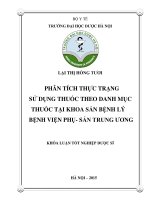 Phân tích thực trạng sử dụng thuốc theo danh mục thuốc tại khoa sản bệnh lý bệnh viện phụ sản tư