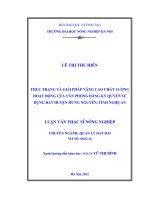 Thực trạng và giải pháp nâng cao hiệu quả hoạt động của văn phòng đăng ký quyền sử dụng đất huyện Hưng Nguyên, tỉnh Nghệ An