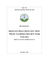 Khảo sát hoạt động đấu thầu thuốc tại bệnh viện hữu nghị năm 2014