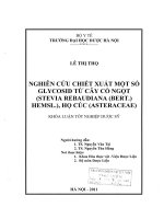 Nghiên cứu chiết xuất một số glycosid từ cây cỏ ngọt (stevia rebaudiana (bert ) hemsl ), họ cúc (asteraceae)