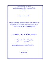 Đánh giá tính khả thi trong thực hiện chính sách phát triển chăn nuôi tập trung xa khu dân cư ở Huyện Chương Mỹ, thành phố Hà Nội