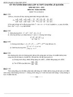 ĐỀ THI TOÁN VÀO LỚP 10 CHUYÊN LÊ QUÍ ĐÔN 2014-2015