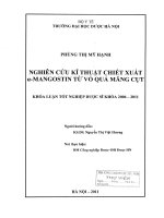 Nghiên cứu kĩ thuật chiết xuất α  mangostin từ vỏ quả măng cụt