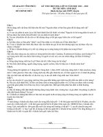 Đề thi chọn học sinh giỏi môn sinh học lớp 10 cấp tỉnh năm 2011-2012 (Phần 6)