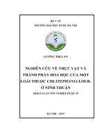 Nghiên cứu về thực vật và thành phần hóa học củ một loài thuộc chi stephania lour  ở ninh thuận