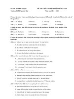 Trường THPT Nguyễn Huệ ĐỀ THI TRẮC NGHIỆM MÔN TIẾNG ANH