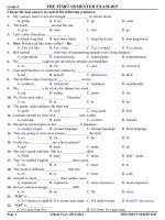 đề ôn tiếng anh lớp 8,đề thi số  1