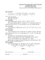 ĐỀ THI TUYỂN SINH LỚP 10 THPT CHUYÊN NĂM HỌC 2015  2016 Môn: Toán (Chuyên Toán)