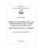 Nghiên cứu đặc điểm thực vật, thành phần hóa học và độc tính cấp của cây cổ an (arcangelisia flava (l ) merr)