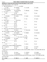 đề kiểm tra hk 1 tiếng anh 6, bộ đề số 6