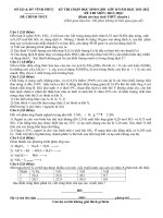 ĐỀ THI CHỌN HỌC SINH GIỎI MÔN HÓA LỚP 10 NĂM HỌC 2011-2012